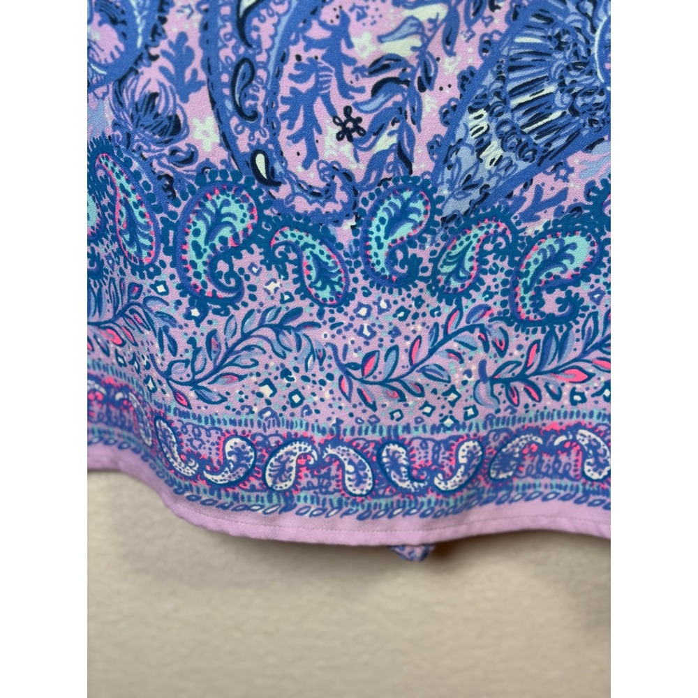 Lilly Pulitzer Fiesta Paisley Purple Iris Dress Womens 10  Sleeveless Side Tie - Picture 4 of 8